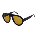 Zonnebril aNdy Wolf BArley 01 zwart gele glazen oversized pilootmodel unisex